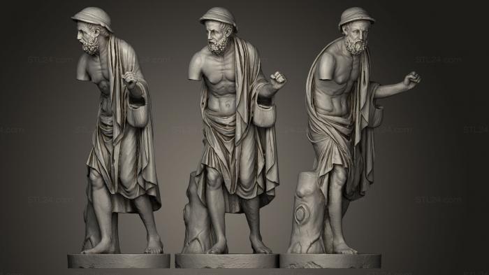 Статуи античные и исторические (Старый рыбак, STKA_0491) 3D модель для ЧПУ станка